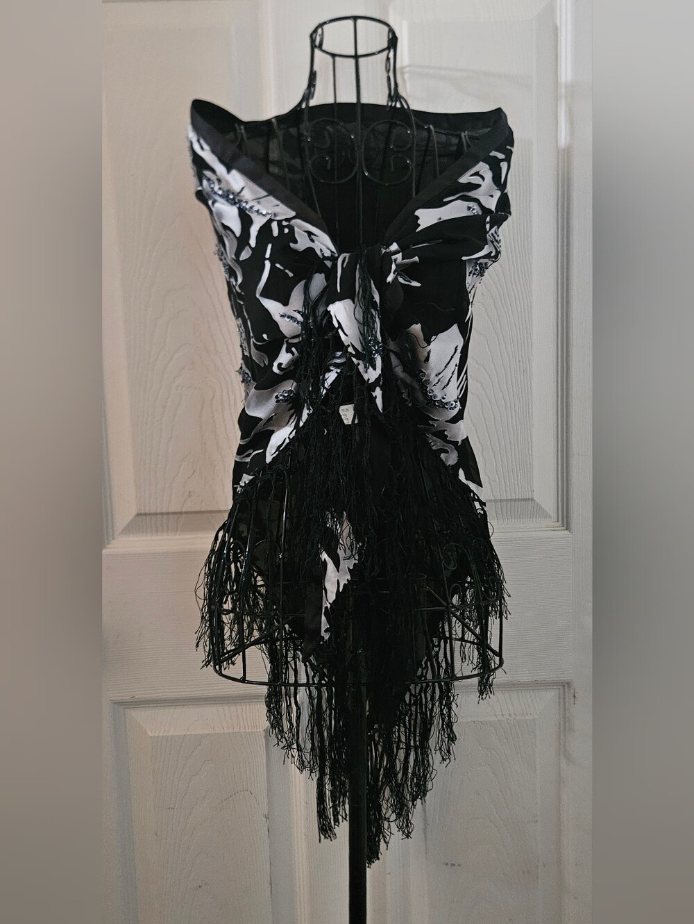 Triangular Fringed Wrap Scarf Cover-Up - Picture 3 of 7